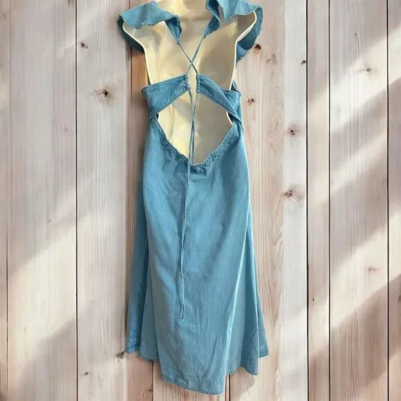 Anthropologie Pilcro Light Blue Denim Flutter Sleeve Midi Dress Blue XL  Pockets is available for purchase on au PAY Market - Imported Goods Online  Store Co.Ltd. | au PAY Market - Online